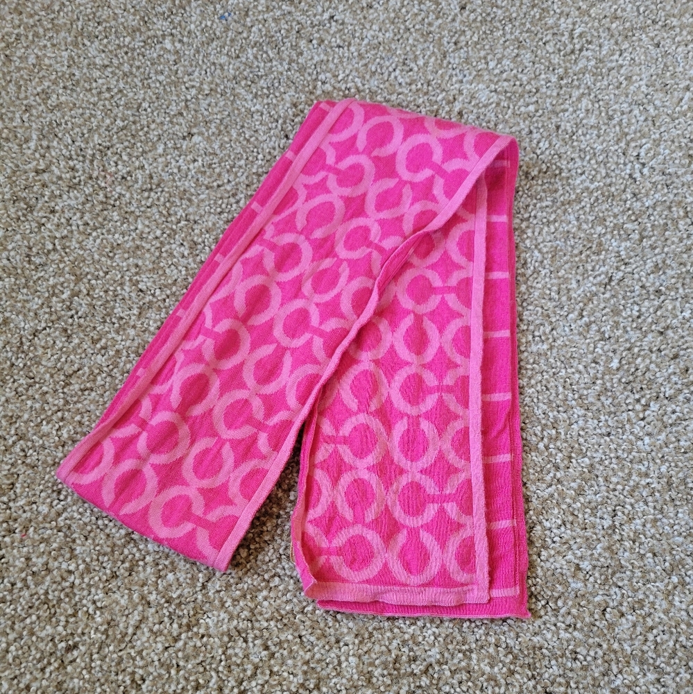 Vintage wool Coach Pink Plaid Scarf